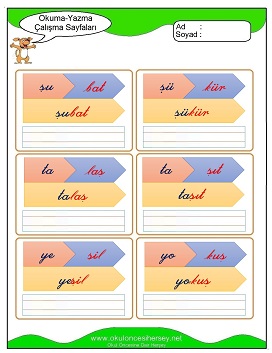 ş sesi Çalışma Sayfaları